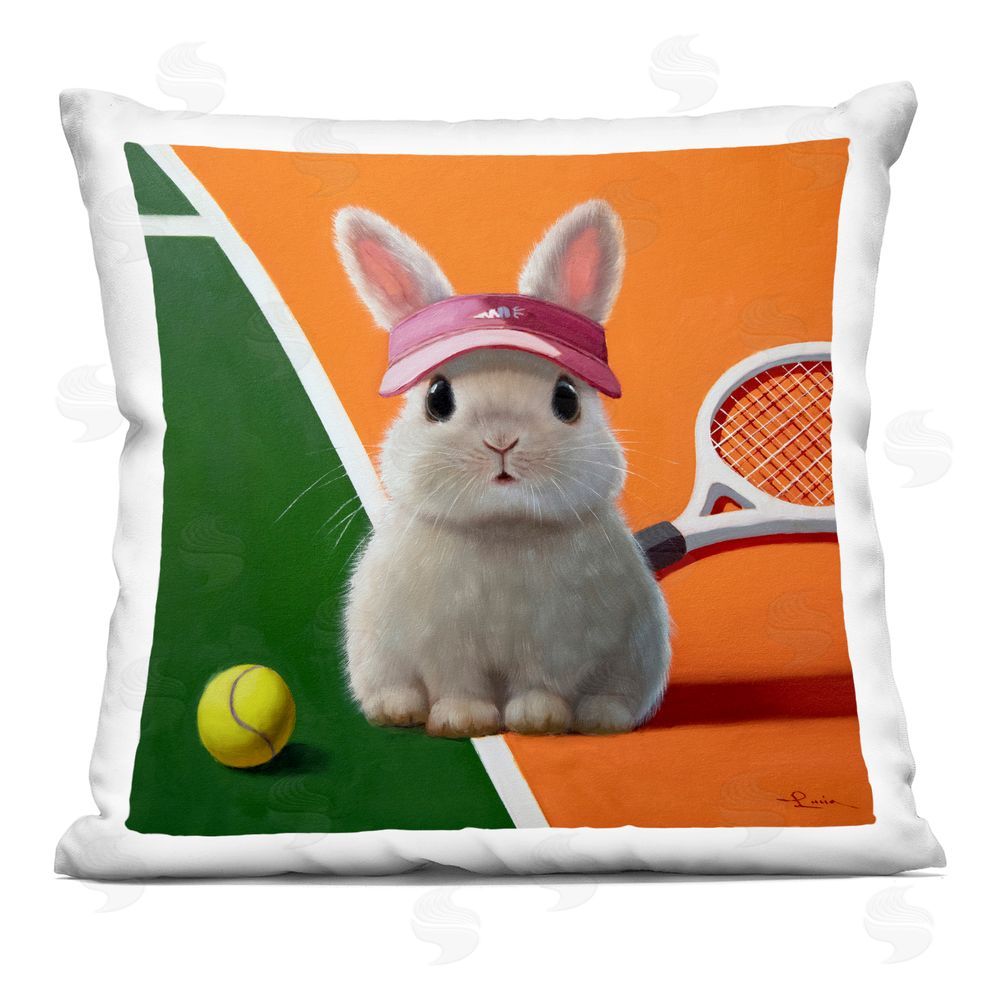 Lucia Heffernan Match Ready Tennis Bunny Square Printed Throw Pillow