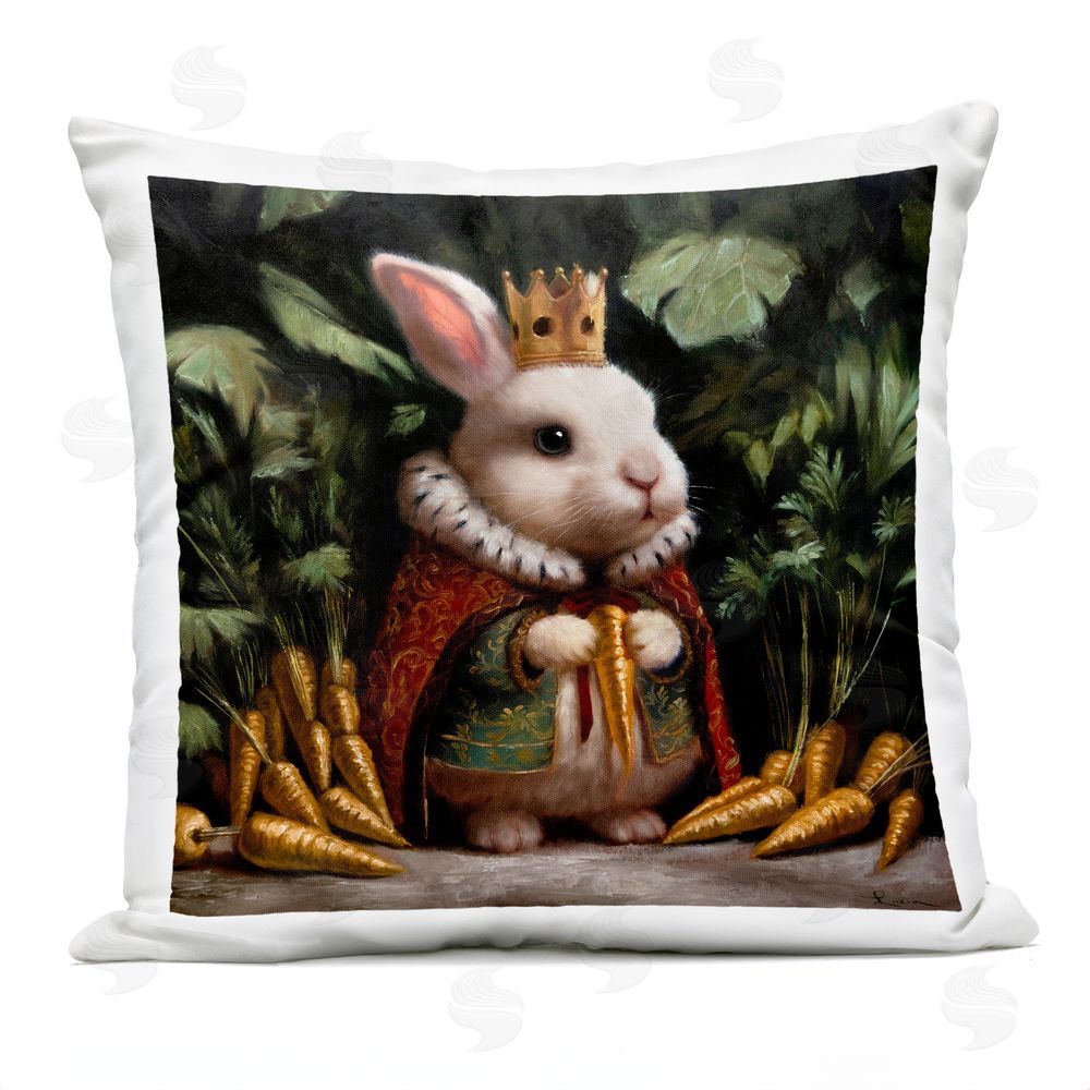 Lucia Heffernan Carrot Gold Royal Rabbit Outdoor Square Printed Throw Pillow