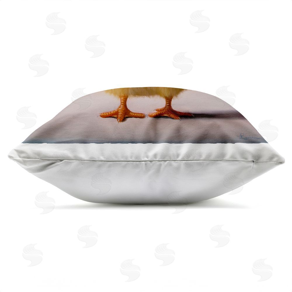 Lucia Heffernan Audrey Henburn Famous Chick Outdoor Square Printed Throw Pillow Side View with Zipper Detail