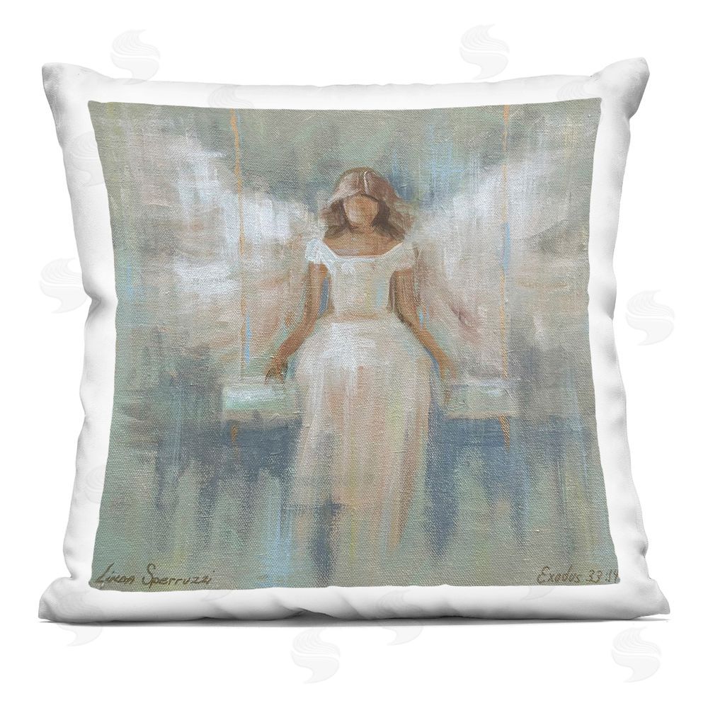 Linda Sperruzzi Dreamlike Restful Angel Square Printed Throw Pillow