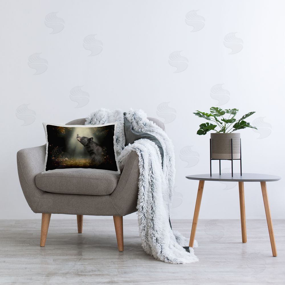 Kelley Parker Moonbeam Moment Bear & Butterfly Plush Polyester Printed Lumbar Pillow on Chair