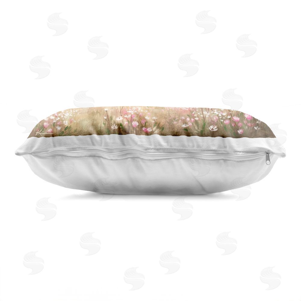 Lindsay Kivi Fine Art Two Horses in Sunlit Pasture Indoor Plush Polyester Lumbar Pillow Zipper Detail