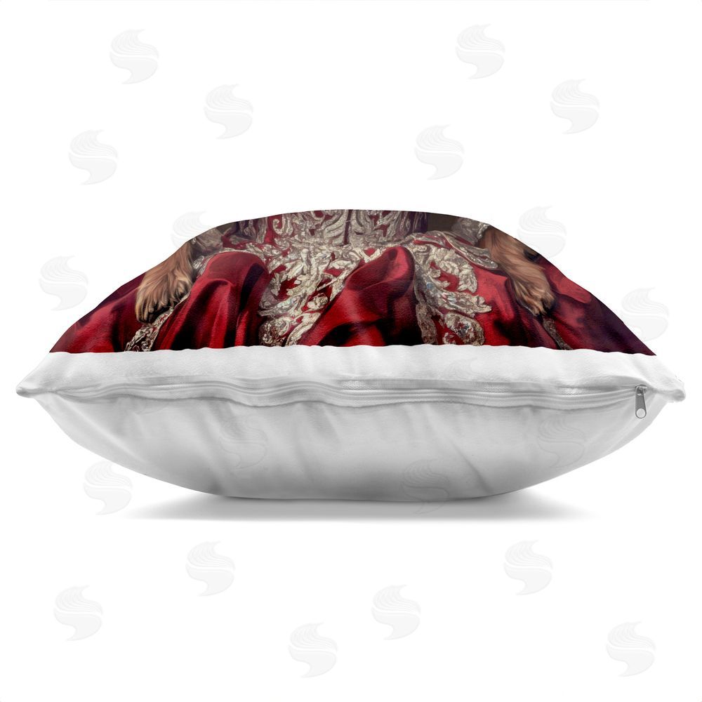 Kelley Parker Her Royal Fluffiness Indoor Plush Polyester Square Throw Pillow Zipper Detail