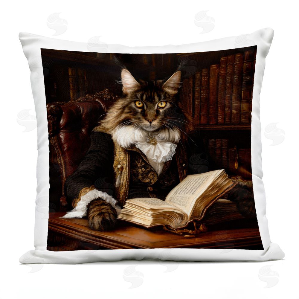 Kelley Parker The Feline Philosopher Outdoor Quick-Dry Polyester Square Throw Pillow