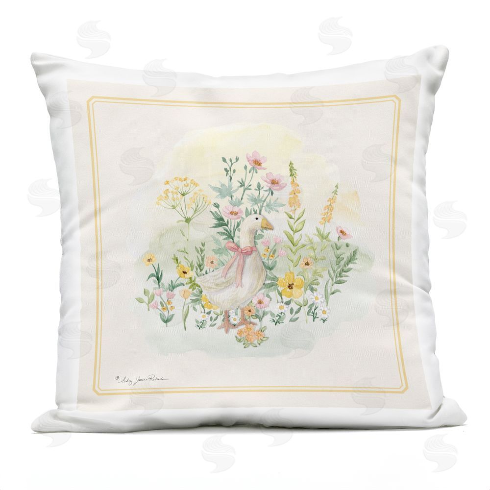 Audrey Jeanne Roberts Spring Goose in the Garden Outdoor Quick-Dry Polyester Square Throw Pillow