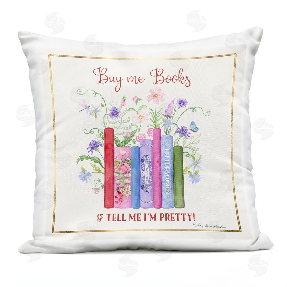 Audrey Jeanne Roberts Buy Me Books Charming Phrase Outdoor Quick-Dry Polyester Square Throw Pillow