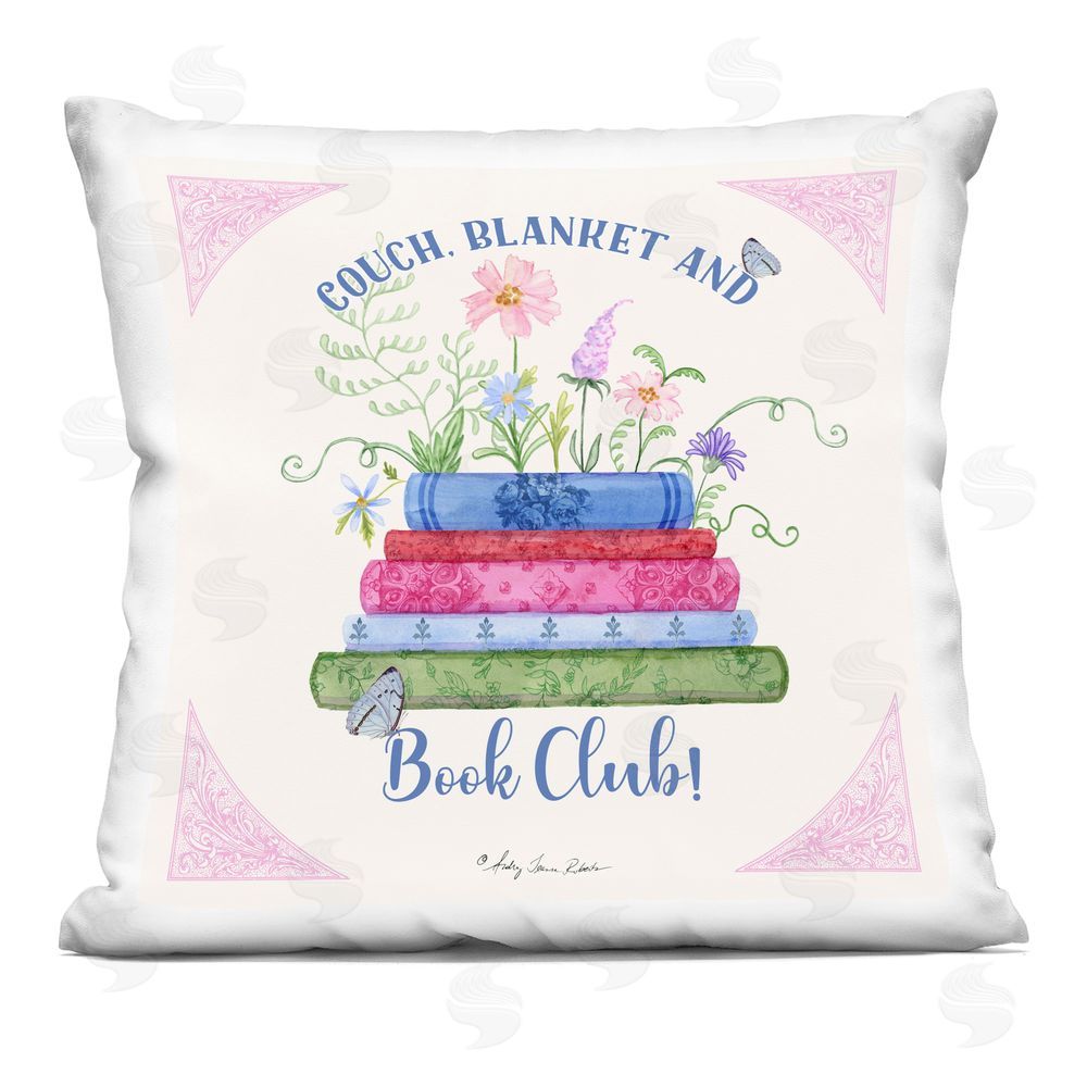 Audrey Jeanne Roberts Couch Blanket & Book Club Indoor Plush Polyester Square Throw Pillow