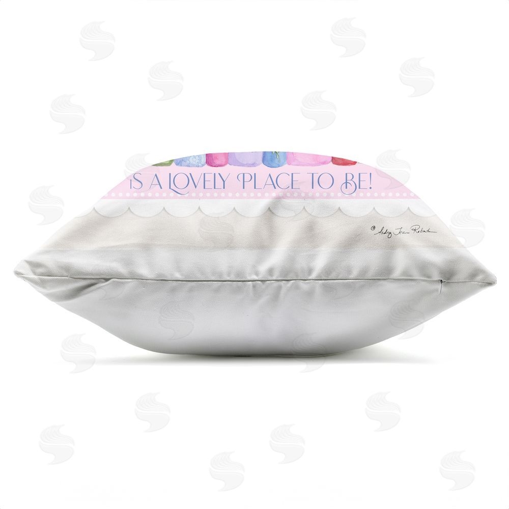 Audrey Jeanne Roberts Between The Pages Lovely Place To Be Outdoor Quick-Dry Polyester Square Throw Pillow Zipper Detail