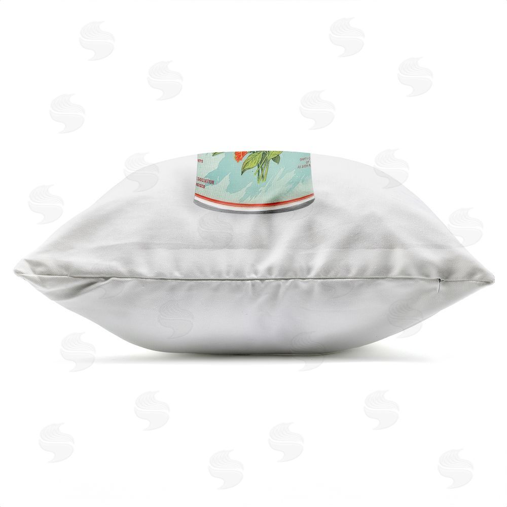 Val Rhodes Nostalgic Marigold Tin Bouquet Outdoor Square Printed Throw Pillow Side View with Zipper Detail