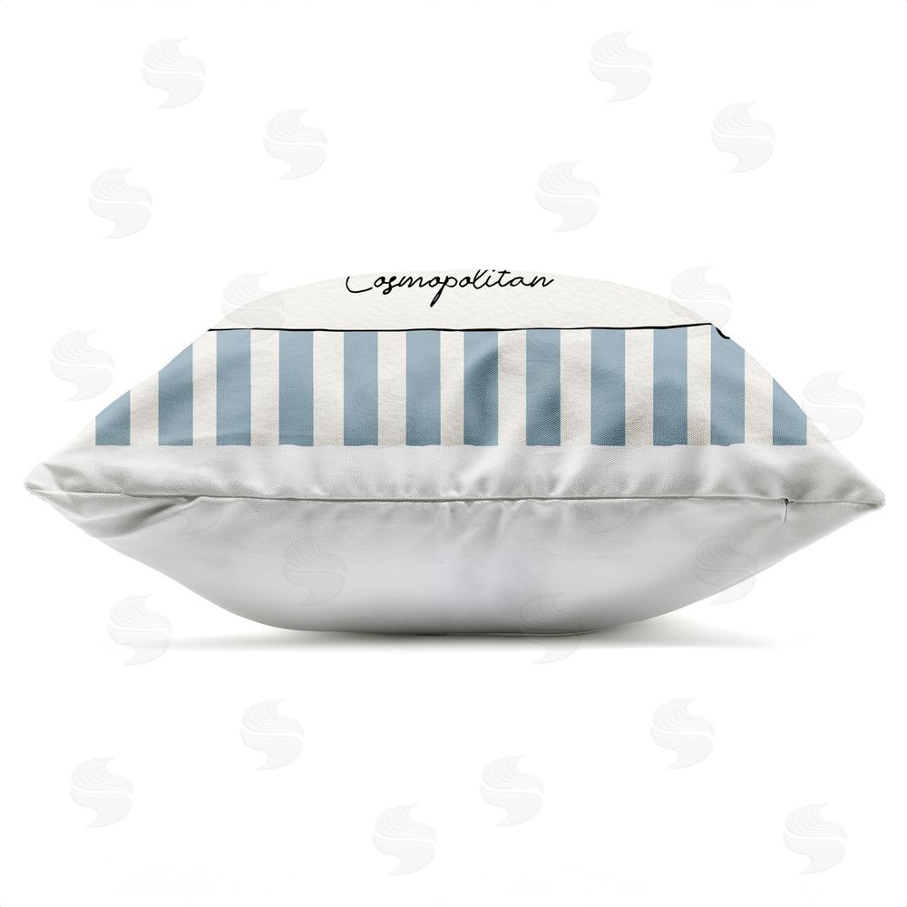 Susan Jill Cosmopolitan Summer Stripes Outdoor Square Printed Throw Pillow Side View with Zipper Detail