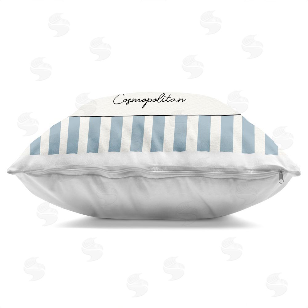 Susan Jill Cosmopolitan Summer Stripes Square Printed Throw Pillow Side View with Zipper Detail
