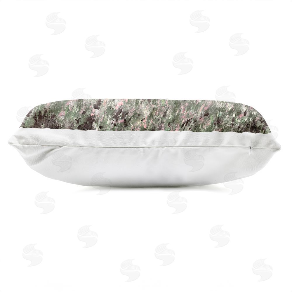 Lee Ann Zirbes Windblown Meadow Blooms Outdoor Printed Lumbar Throw Pillow Side View with Zipper Detail
