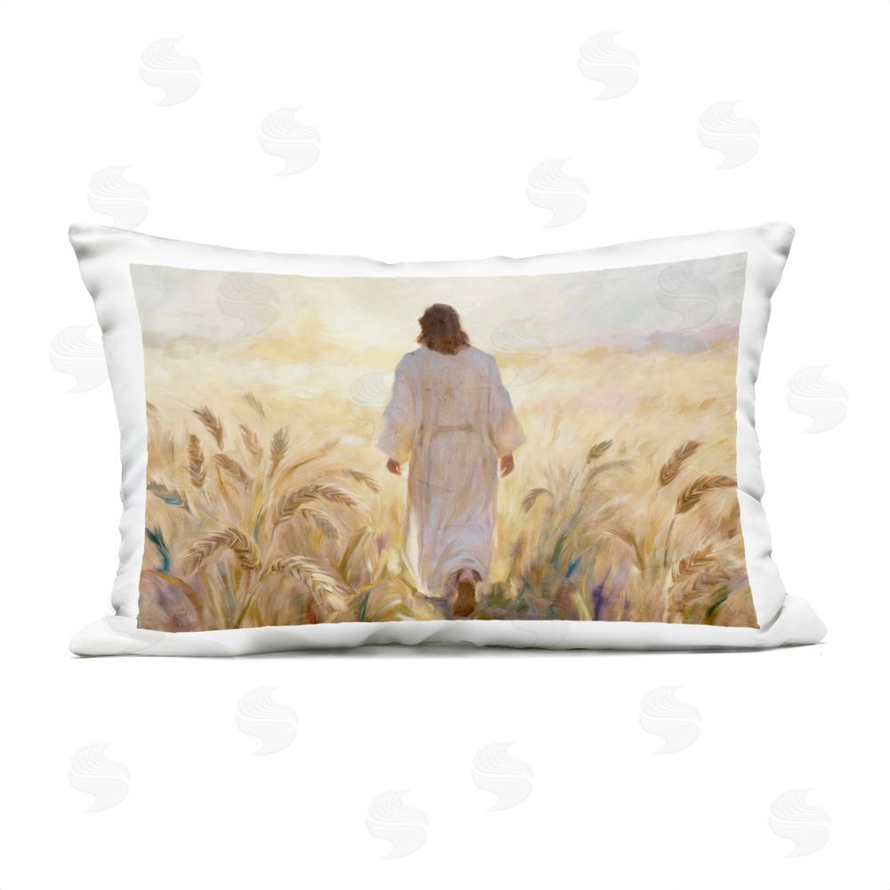 Kim Allen In His Steps Walking Faithfully Outdoor Printed Lumbar Throw Pillow