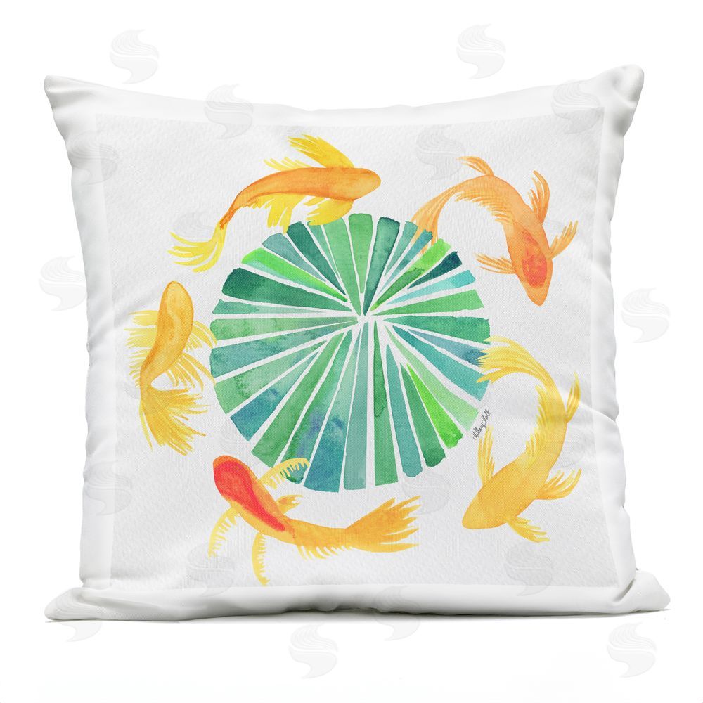 Hillary Holt Lotus Garden Orbital Fish Outdoor Square Printed Throw Pillow