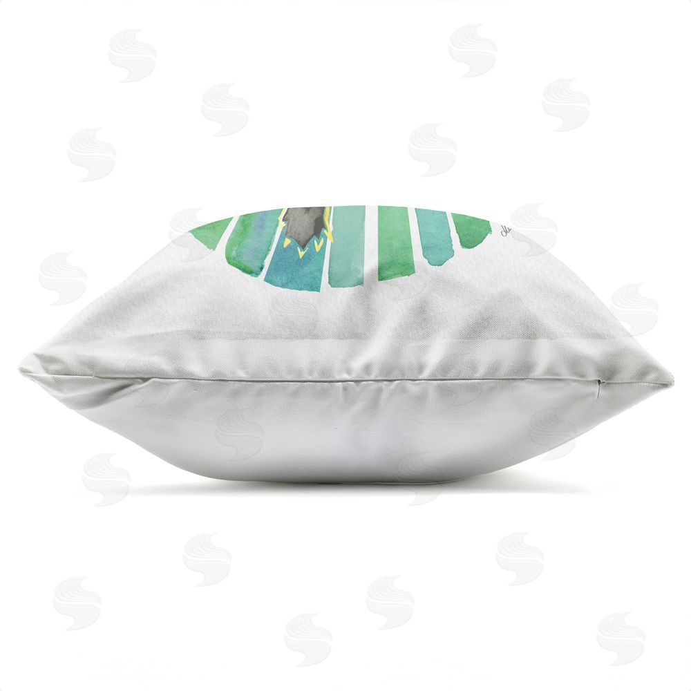 Hillary Holt Lotus Garden Turtle Outdoor Square Printed Throw Pillow Side View with Zipper Detail