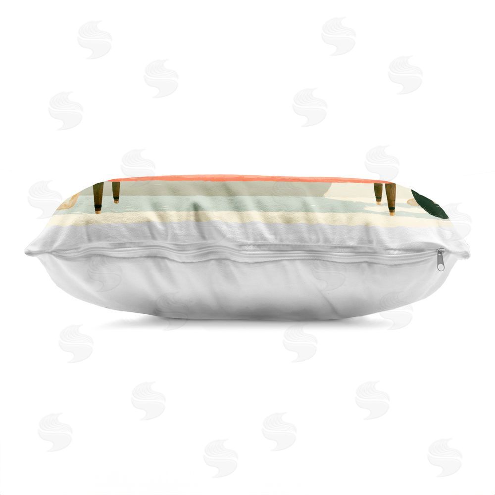 A Barefoot Stylist White Leopard on Sofa Indoor Plush Polyester Lumbar Pillow Zipper Detail