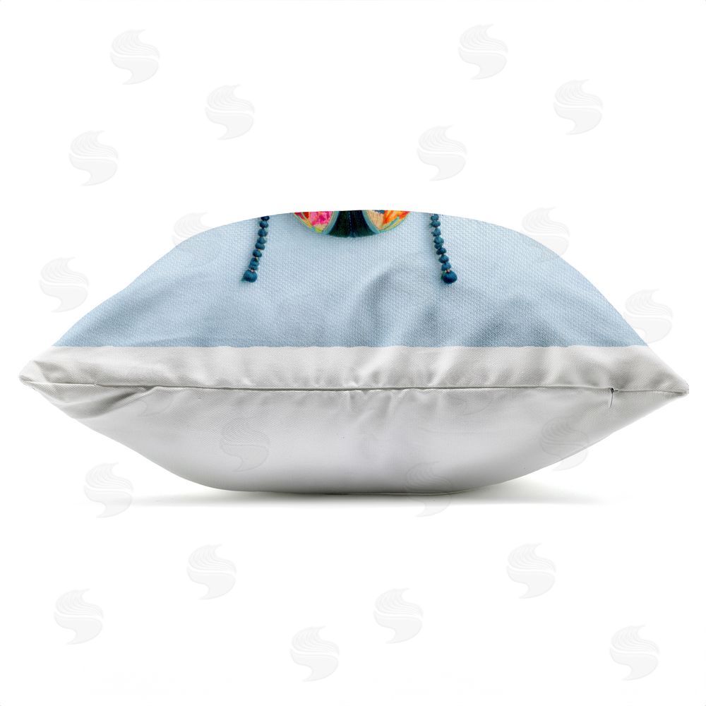 A Barefoot Stylist Beautiful Faux Embroidery Bug Outdoor Quick-Dry Polyester Square Throw Pillow Zipper Detail