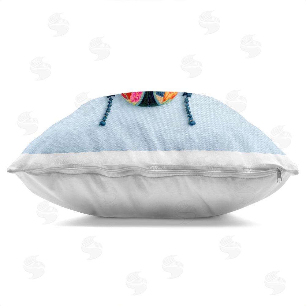 A Barefoot Stylist Beautiful Faux Embroidery Bug Indoor Plush Polyester Square Throw Pillow Zipper Detail