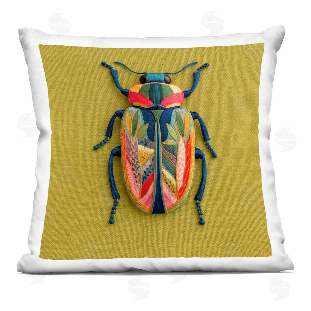 A Barefoot Stylist Beautiful Leaf Patterned Bug Wings Indoor Plush Polyester Square Throw Pillow