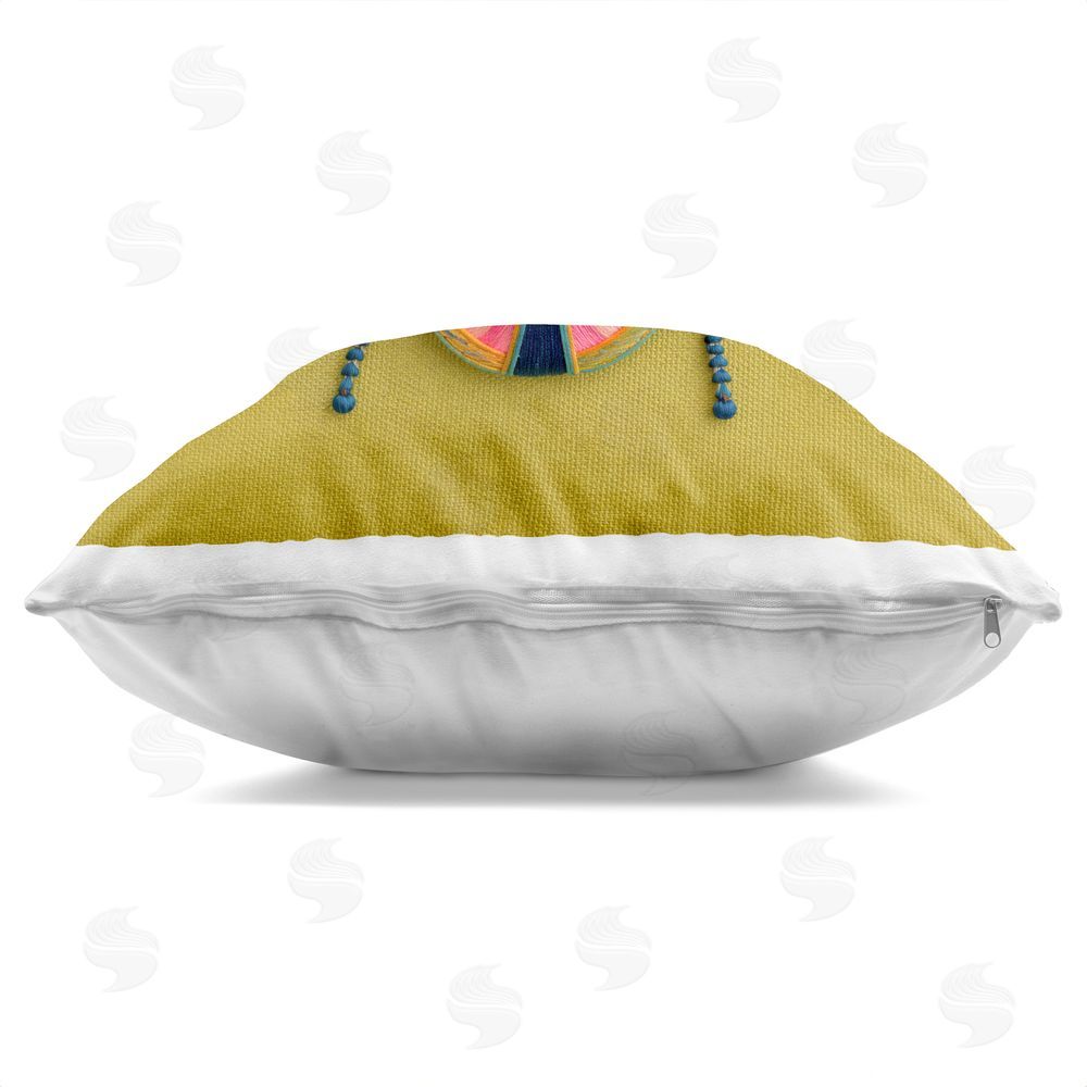 A Barefoot Stylist Beautiful Leaf Patterned Bug Wings Indoor Plush Polyester Square Throw Pillow Zipper Detail