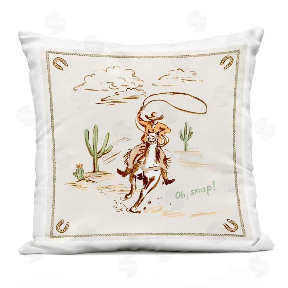 Erin Makai Galloping Oh Snap Cowboy Outdoor Quick-Dry Polyester Square Throw Pillow