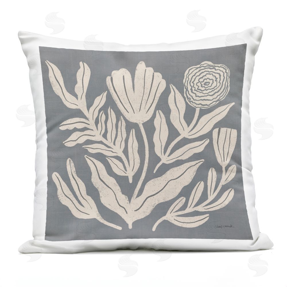 Cheryl Warrick Elegant Boho Bloom Toss Outdoor Quick-Dry Polyester Square Throw Pillow