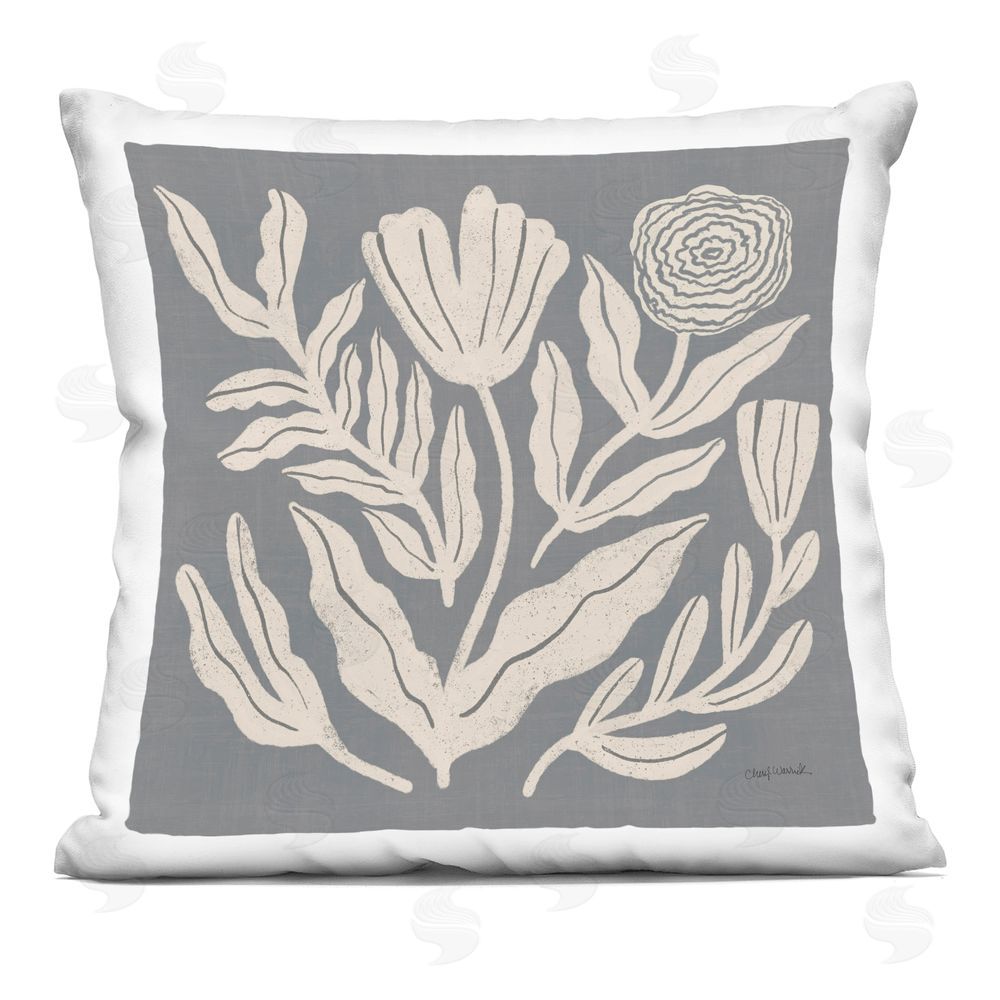 Cheryl Warrick Elegant Boho Bloom Toss Indoor Plush Polyester Square Throw Pillow