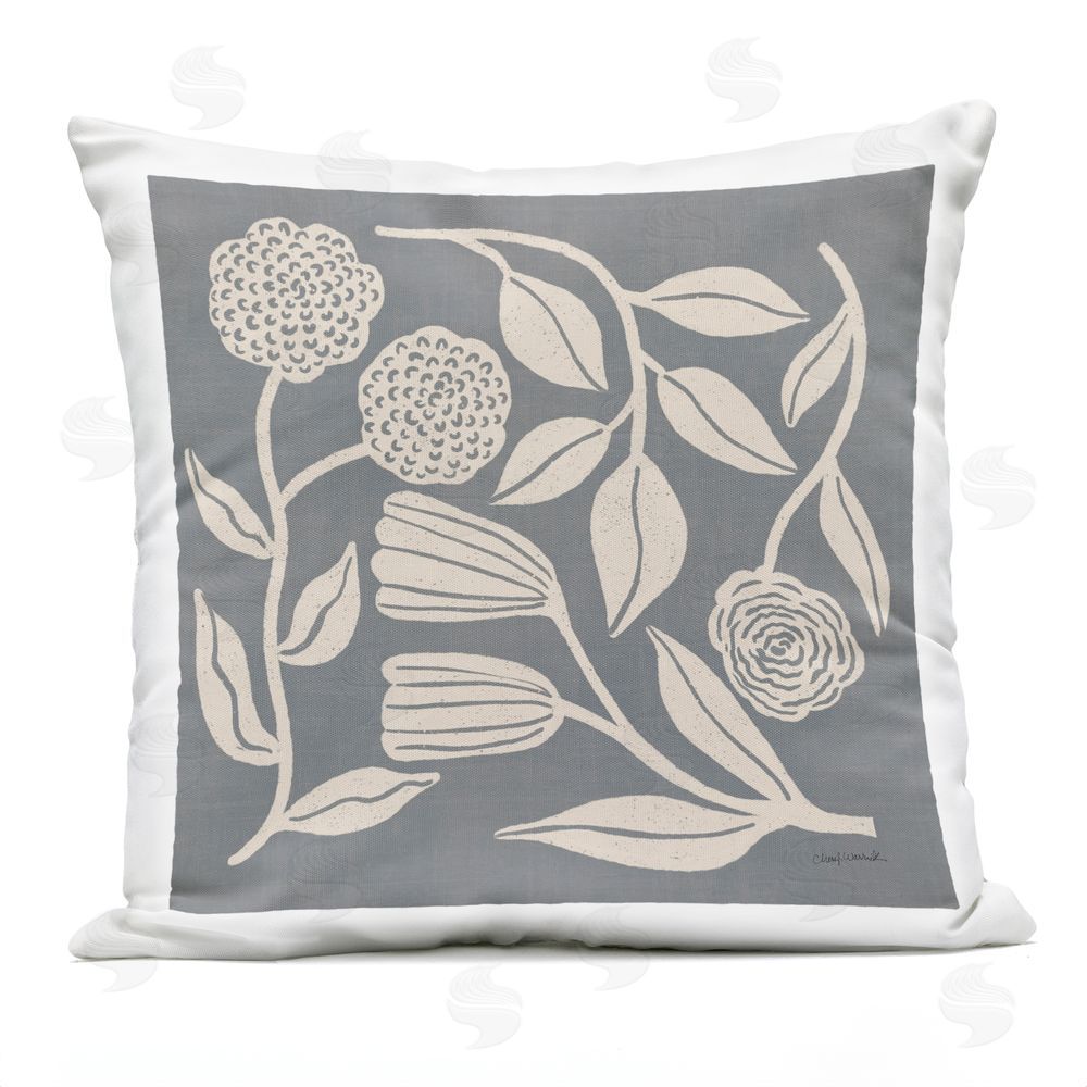 Cheryl Warrick Vintage Botanical Bloom Toss Outdoor Quick-Dry Polyester Square Throw Pillow