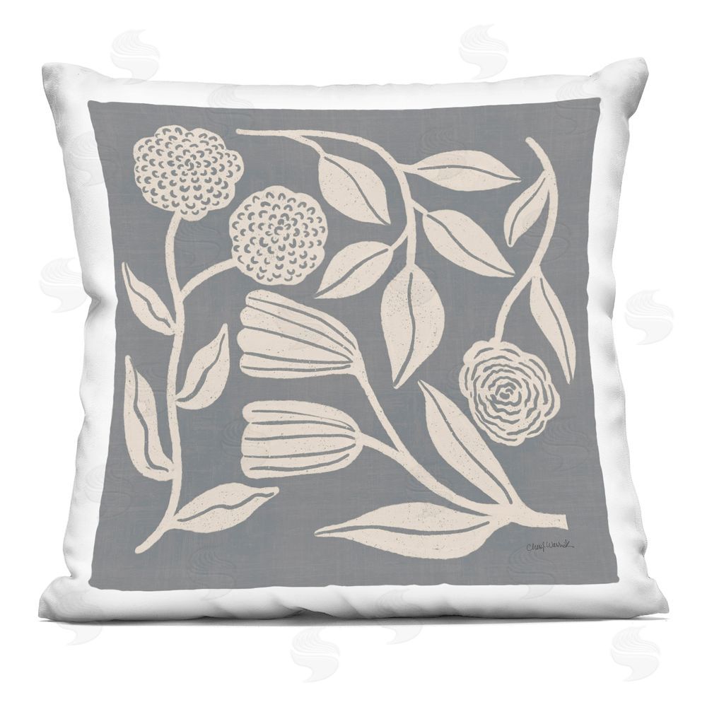 Cheryl Warrick Vintage Botanical Bloom Toss Indoor Plush Polyester Square Throw Pillow