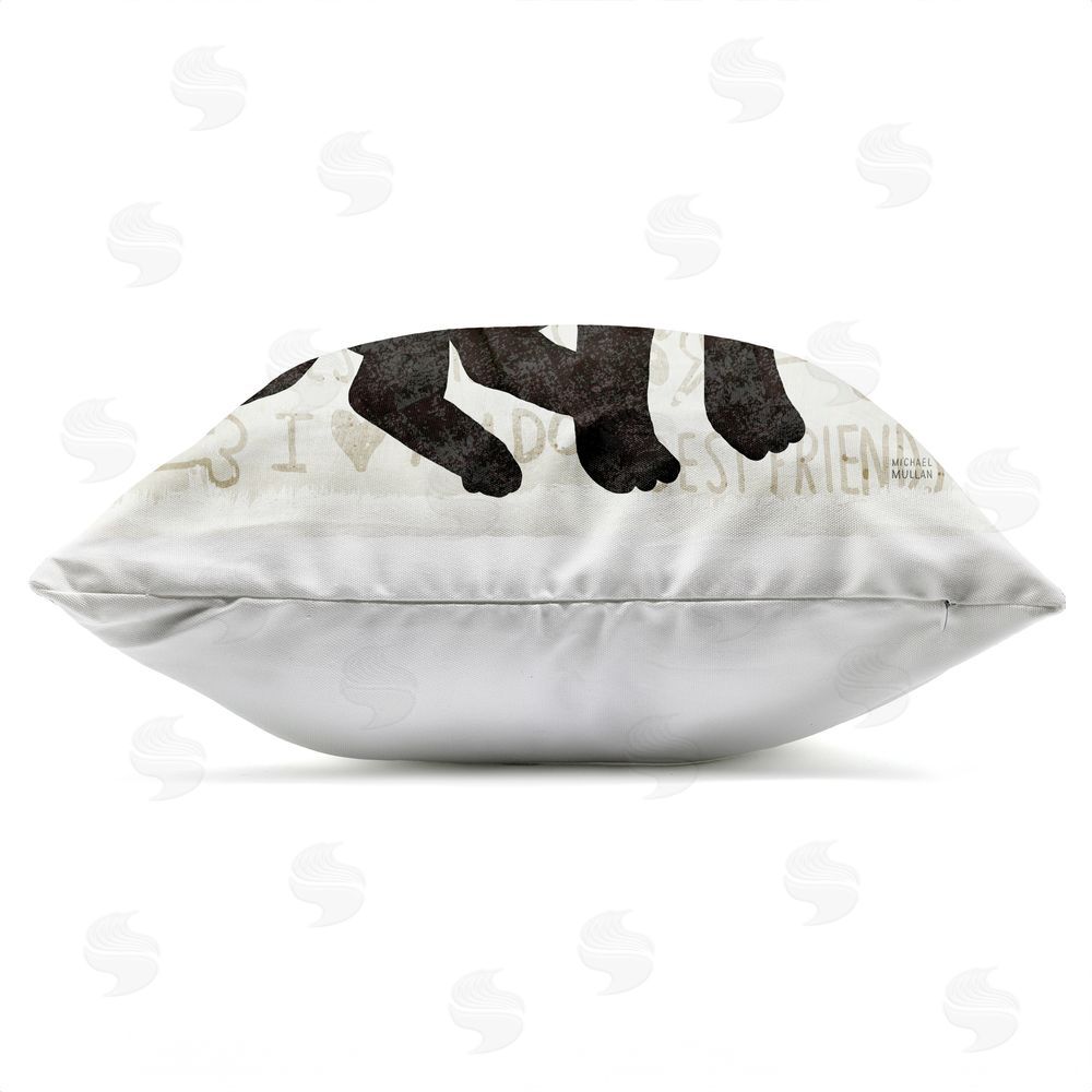 Michael Mullan Puppy Love Bowtie Companion Outdoor Quick-Dry Polyester Square Throw Pillow Zipper Detail