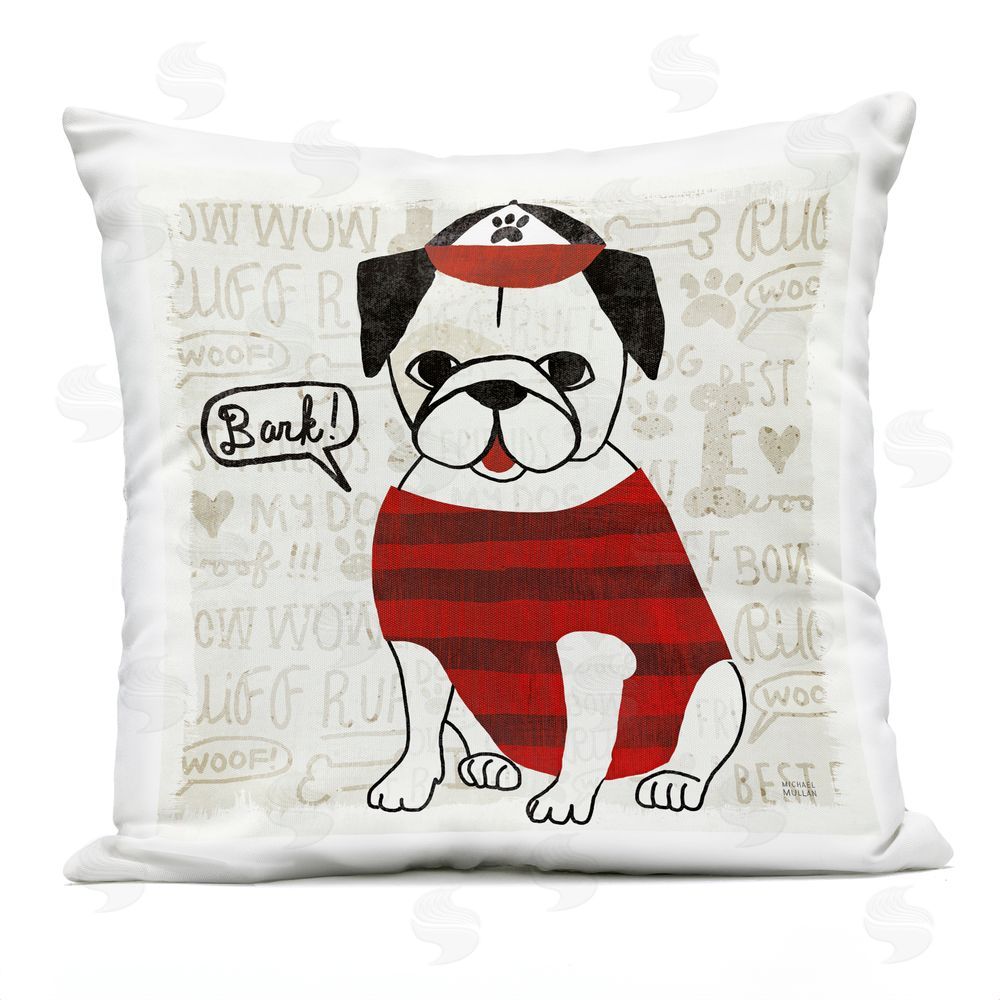 Michael Mullan Bark Puppy Love with Cap Outdoor Quick-Dry Polyester Square Throw Pillow
