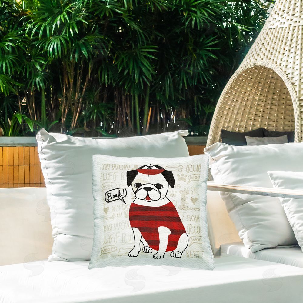Michael Mullan Bark Puppy Love with Cap Outdoor Quick-Dry Polyester Printed Square Pillow on Patio