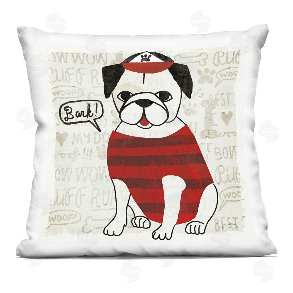 Michael Mullan Bark Puppy Love with Cap Indoor Plush Polyester Square Throw Pillow