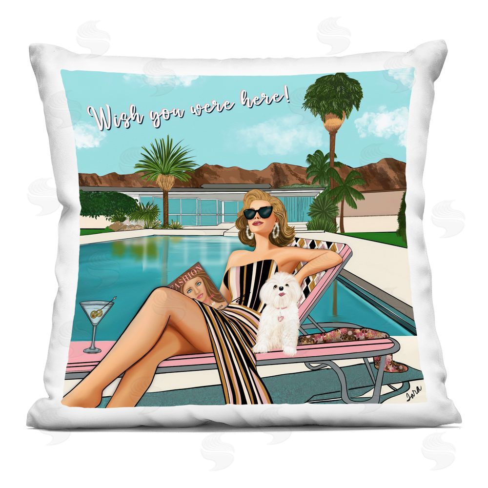 Tara Boone Wish You Were Here Palm Springs Square Printed Throw Pillow
