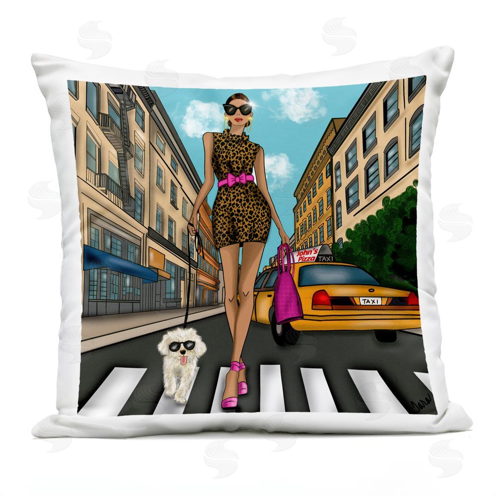 Tara Boone Fashion Girl in Big City Outdoor Square Printed Throw Pillow