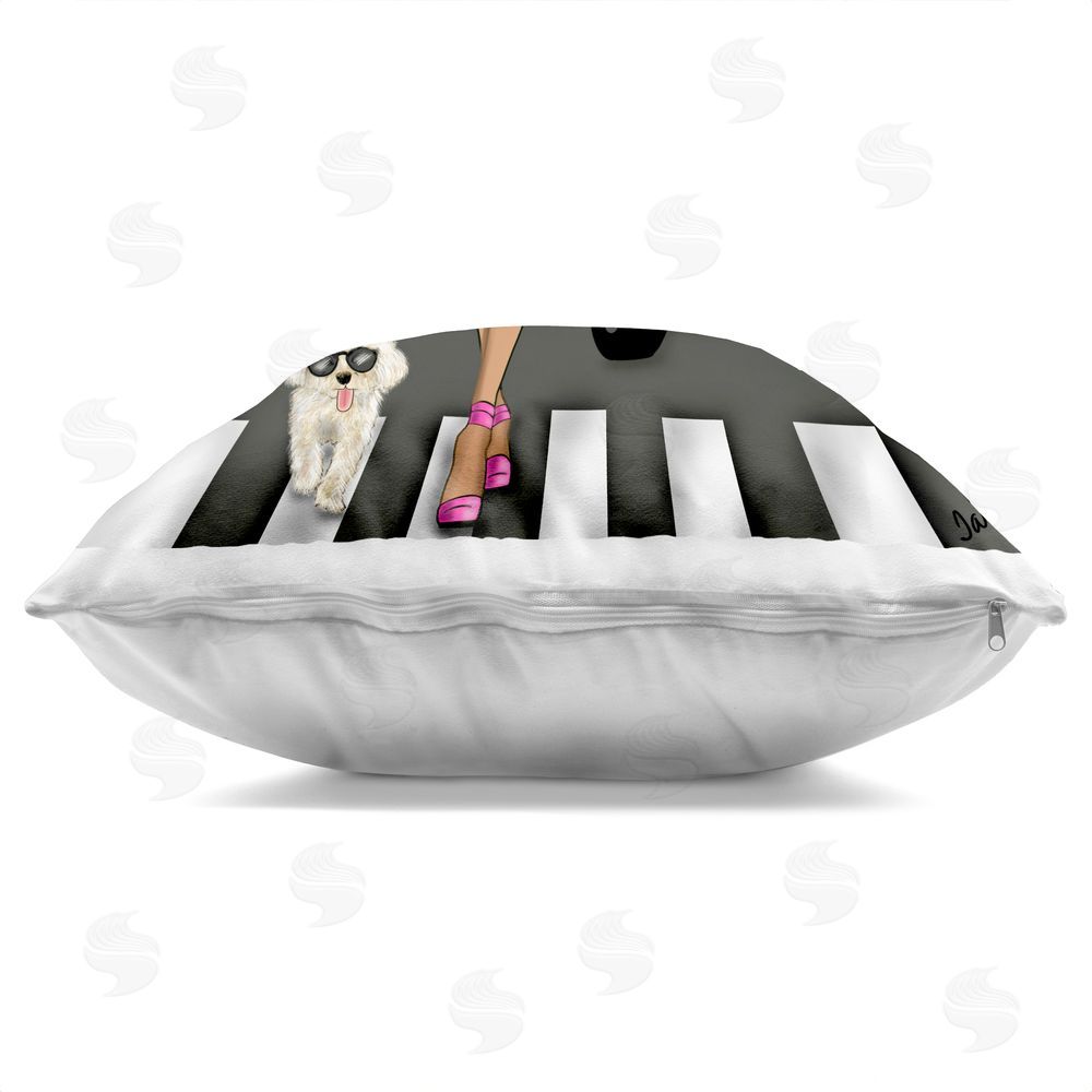 Tara Boone Fashion Girl in Big City Square Printed Throw Pillow Side View with Zipper Detail