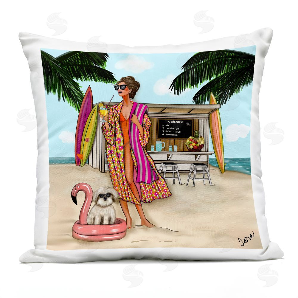 Tara Boone Beach Girl in Summer Sun Outdoor Square Printed Throw Pillow