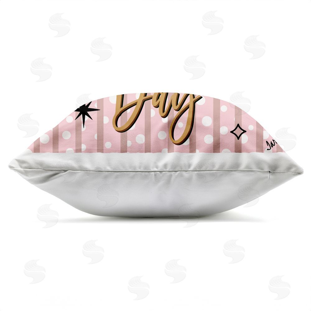Tara Boone Slay All Day with Sparkle Pattern Outdoor Square Printed Throw Pillow Side View with Zipper Detail