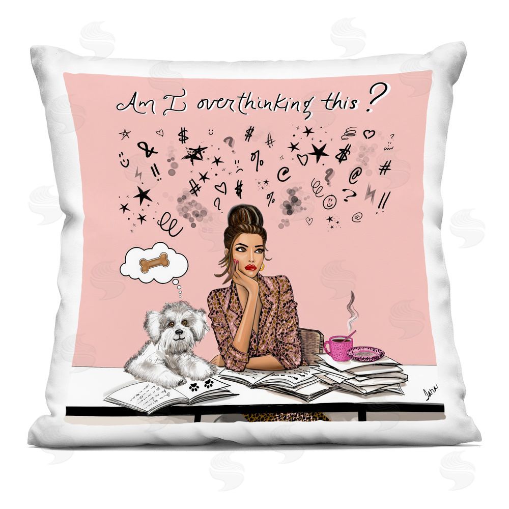 Tara Boone Overthinking Reflection with Puppy Square Printed Throw Pillow