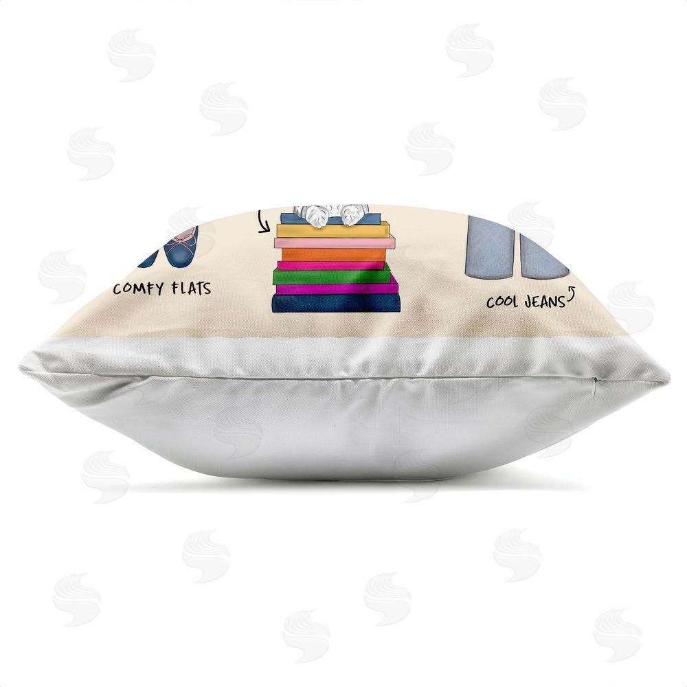 Tara Boone Bookish Outfit Of The Day Outdoor Square Printed Throw Pillow Side View with Zipper Detail