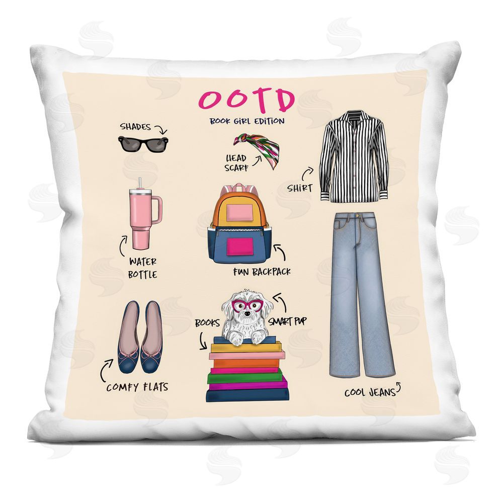 Tara Boone Bookish Outfit Of The Day Square Printed Throw Pillow