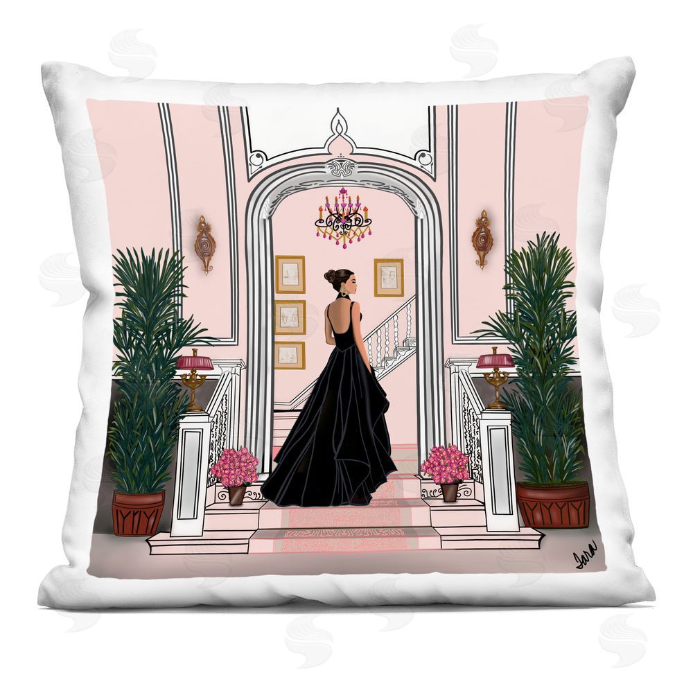Tara Boone Mansion Girl in Gown Square Printed Throw Pillow