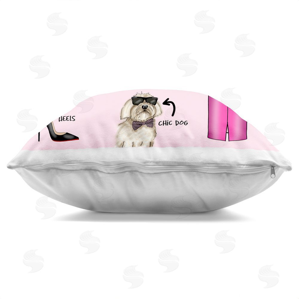 Tara Boone Feminine Glam Outfit of the Day Square Printed Throw Pillow Side View with Zipper Detail