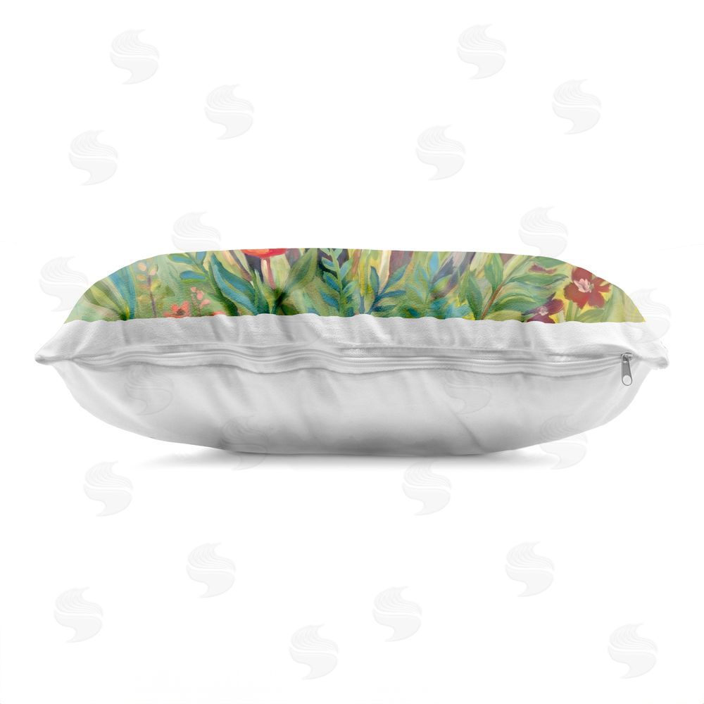Imagine It Images Leafy Fungi with Patterned Moth Indoor Plush Polyester Lumbar Pillow Zipper Detail