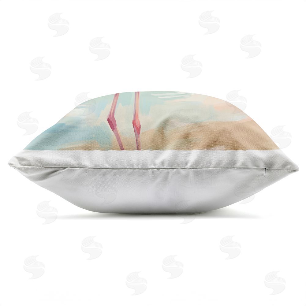 Imagine It Images Flamingo Near the Tropical Shore Outdoor Quick-Dry Polyester Square Throw Pillow Zipper Detail