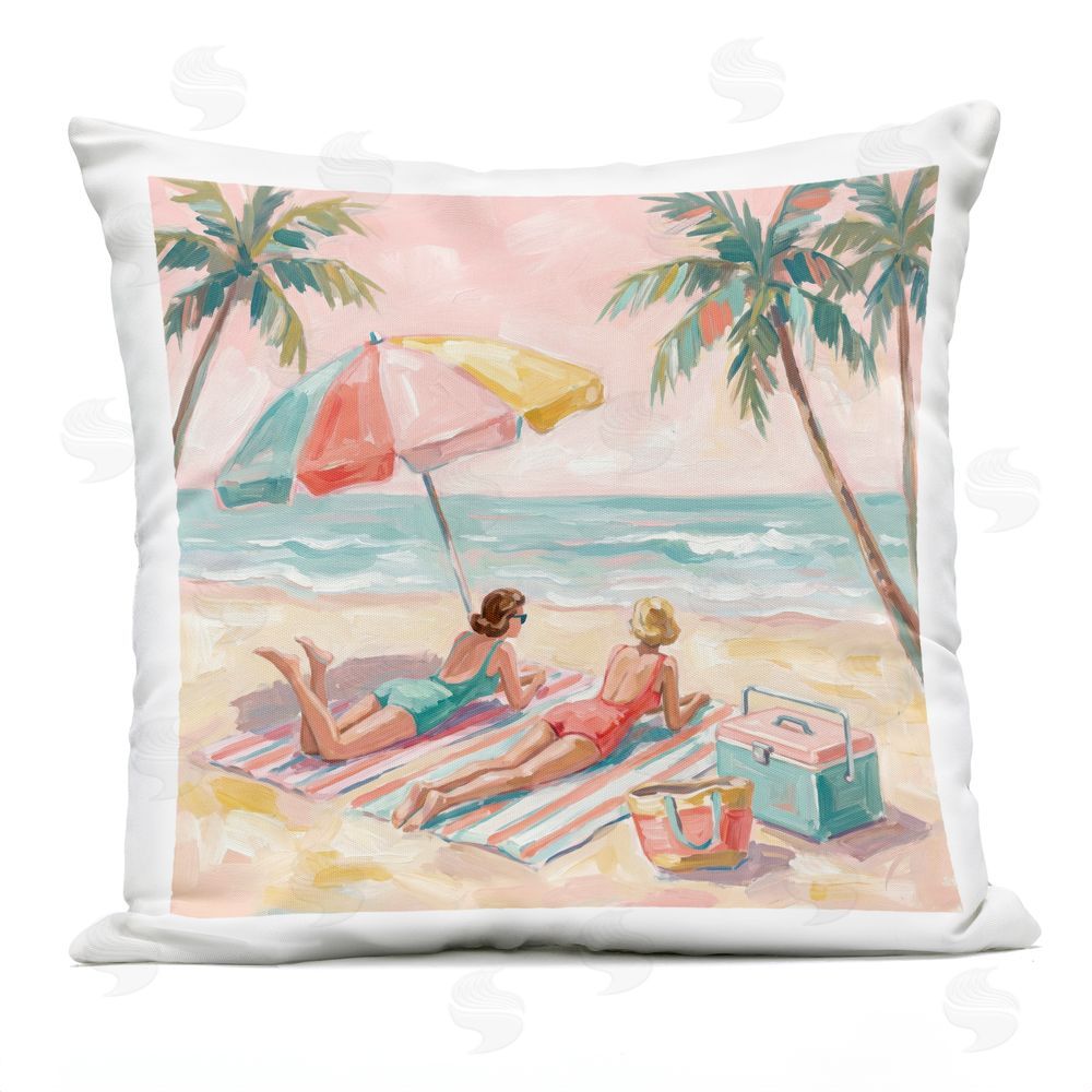Imagine It Images Friends Sunbathing by Shore Outdoor Quick-Dry Polyester Square Throw Pillow