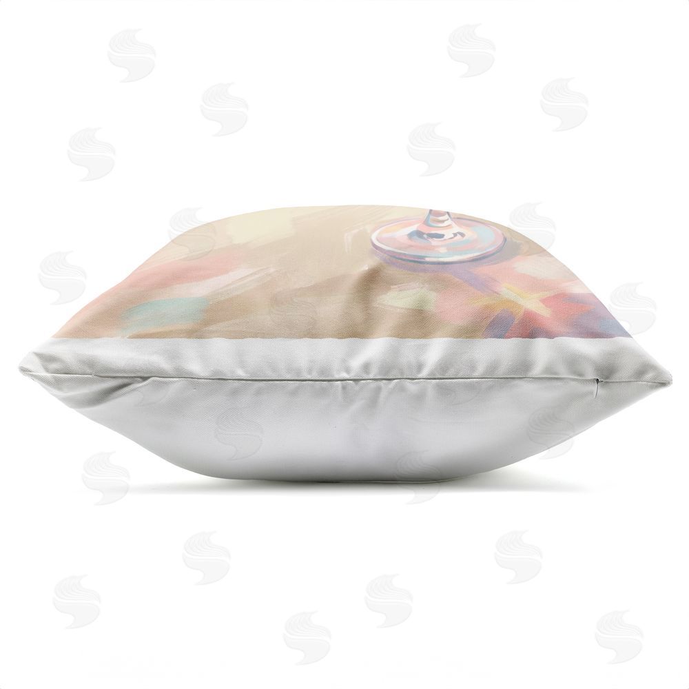 Imagine It Images Wine Glass on Beach Shore Outdoor Quick-Dry Polyester Square Throw Pillow Zipper Detail
