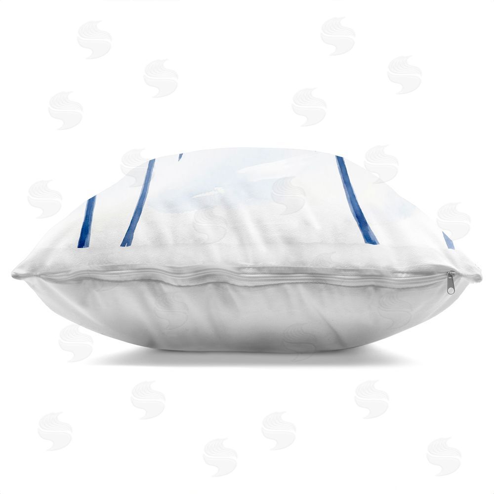 Imagine It Images Blue Palm Trees Overhead Indoor Plush Polyester Square Throw Pillow Zipper Detail
