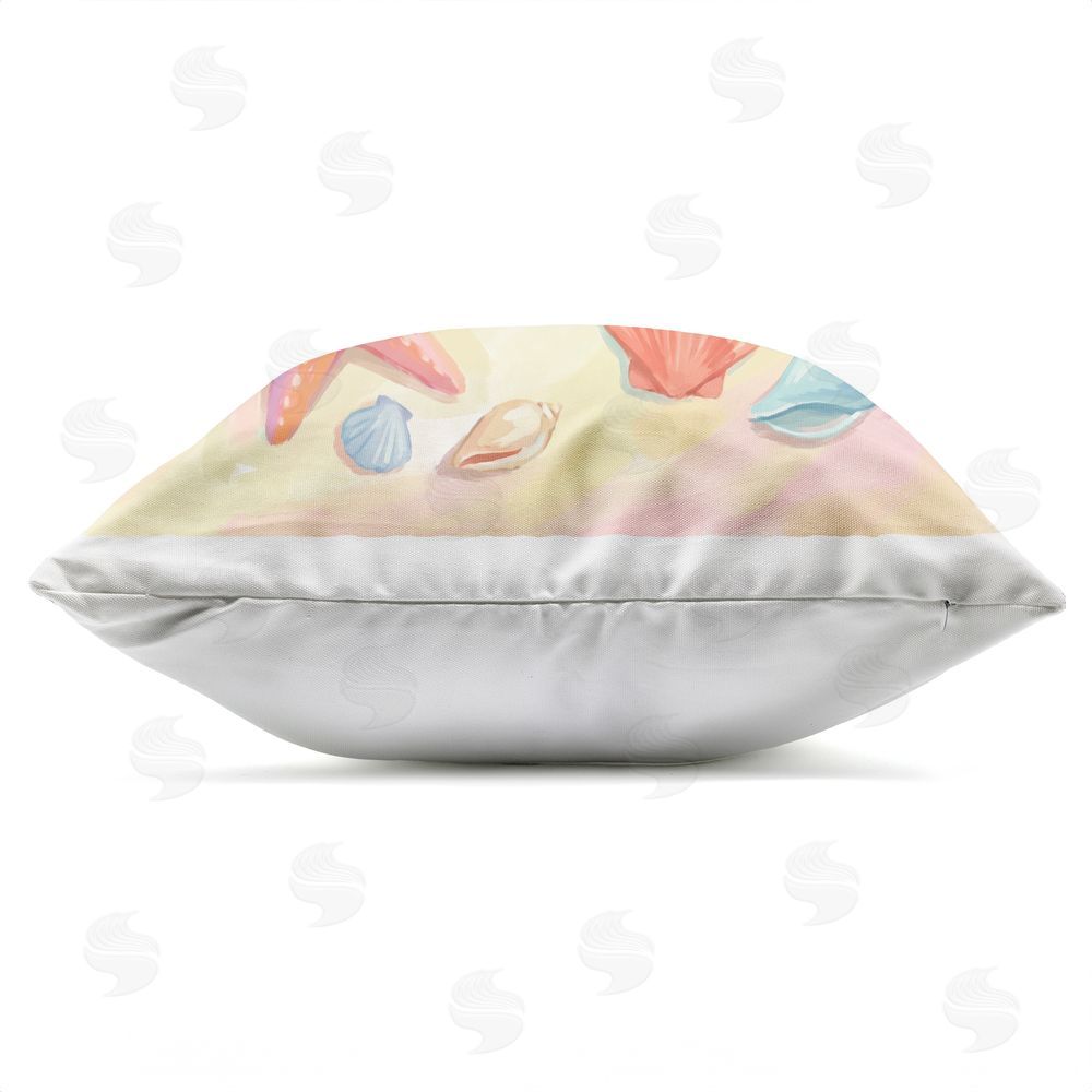 Imagine It Images Dipping Feet By The Shore Outdoor Quick-Dry Polyester Square Throw Pillow Zipper Detail