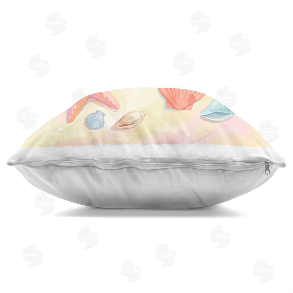 Imagine It Images Dipping Feet By The Shore Indoor Plush Polyester Square Throw Pillow Zipper Detail
